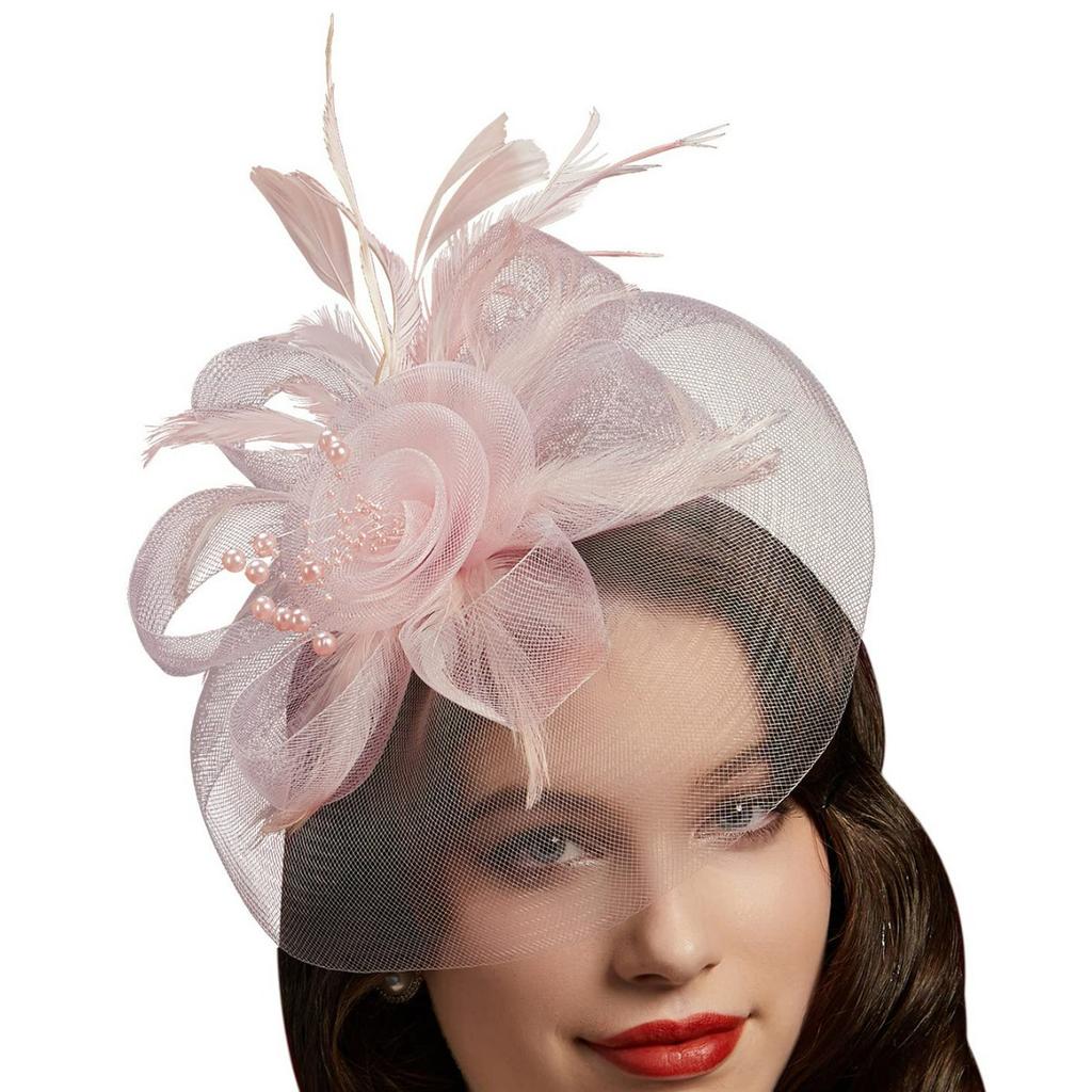 New popular mesh top hat European and American bride feather head flower mesh hair accessories horse racing festival top hat headdress