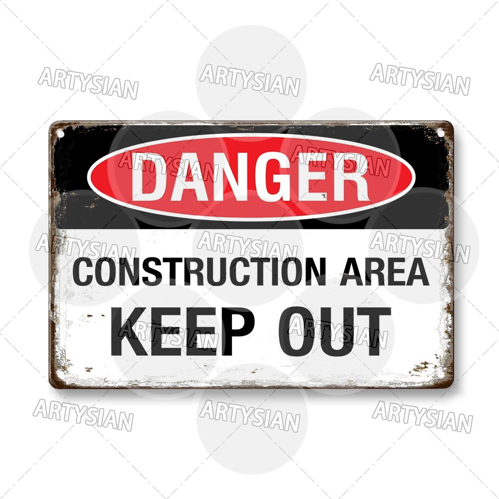 Workplace Warning Metal Sign PPE Plaque Restricted Area Safety Notice Workers Overhead Workplace Rules Construction Site Poster