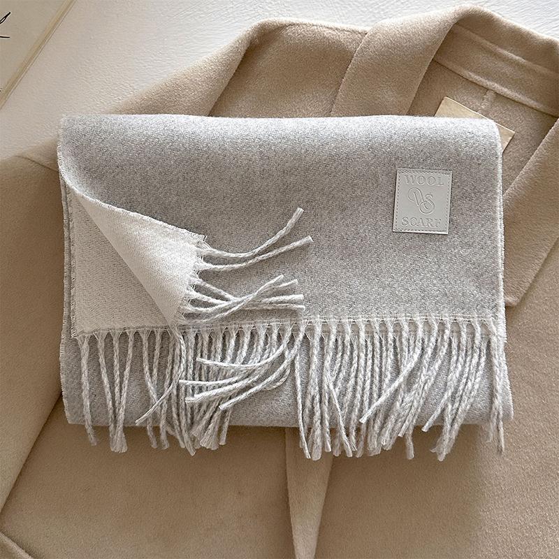 Winter Wool Scarf For Women Long Warm Cashmere Shawl Wrap Solid Lady Scarves Hijab Female Pashmina Bandana Head Scarves Stole