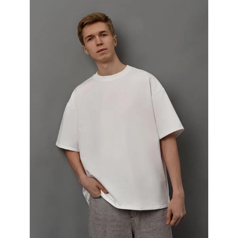 Sommer Rundhals Locker Baumwoll-T-Shirts Basic Einfarbig Vielseitig Kurzarm Herren-T-Shirts