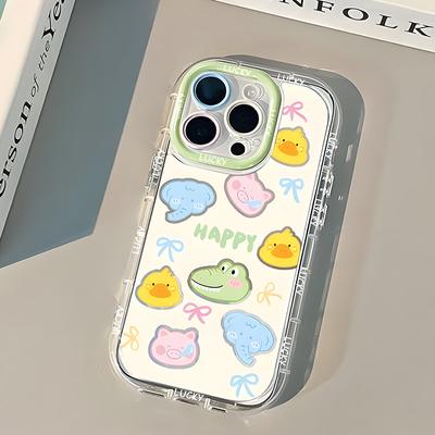 INS Cute Cartoon Animals Phone Case For iPhone 11 12 13 14 15 Pro Max X XR XS Max 6 7 8 Plus SE  Shockproof Cover Soft Funda