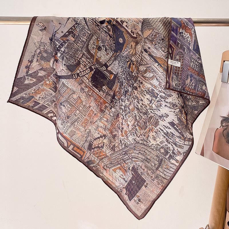 Fashion 70cm Cotton Square Scarf Women Floral Print Design Bandanas Lady Scarves Headband Accessories Handkerchief Hair