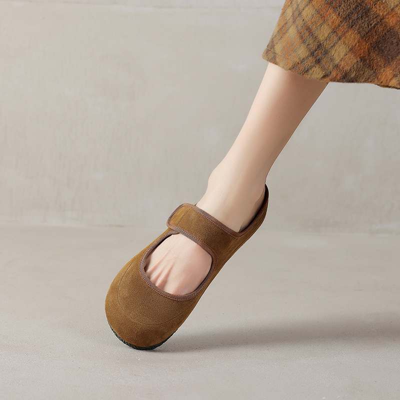 Krazing Pot Cow Suede Nubuck Spring Autumn Winter Flats Slip on Mules Women Keep Warm Fashion Girls Casual Shoes