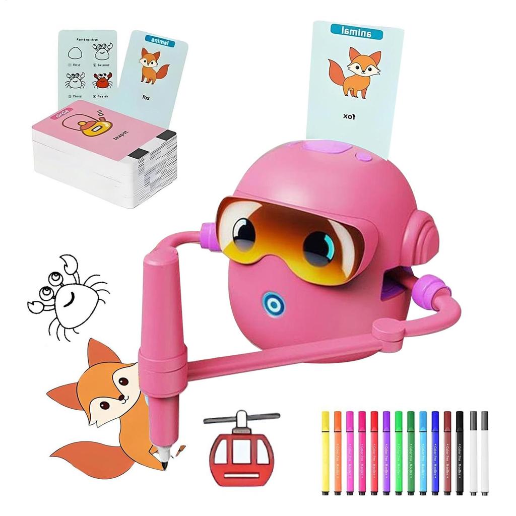 Robot Drawing Machine for Kids Painting Learning Educational Creativity Toy with 100 Cards Arts Crafts Toy Drawing Robot