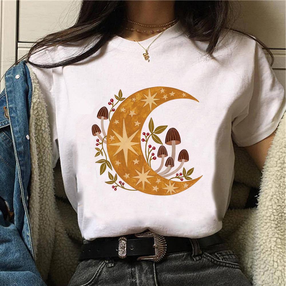 Witch Triple Moon Gothic Sun Top Women Harajuku T-shirts Girl Graphic Harajuku 2000s Clothing Graphic T Shirts Fashion  Y2K Top