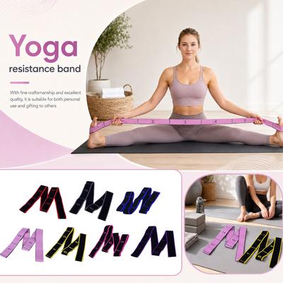 Elastic Resistance Band with 8 Loops for Yoga Stretching Pilates Fitness and Full Body Exercise Training Home Gym Equipment