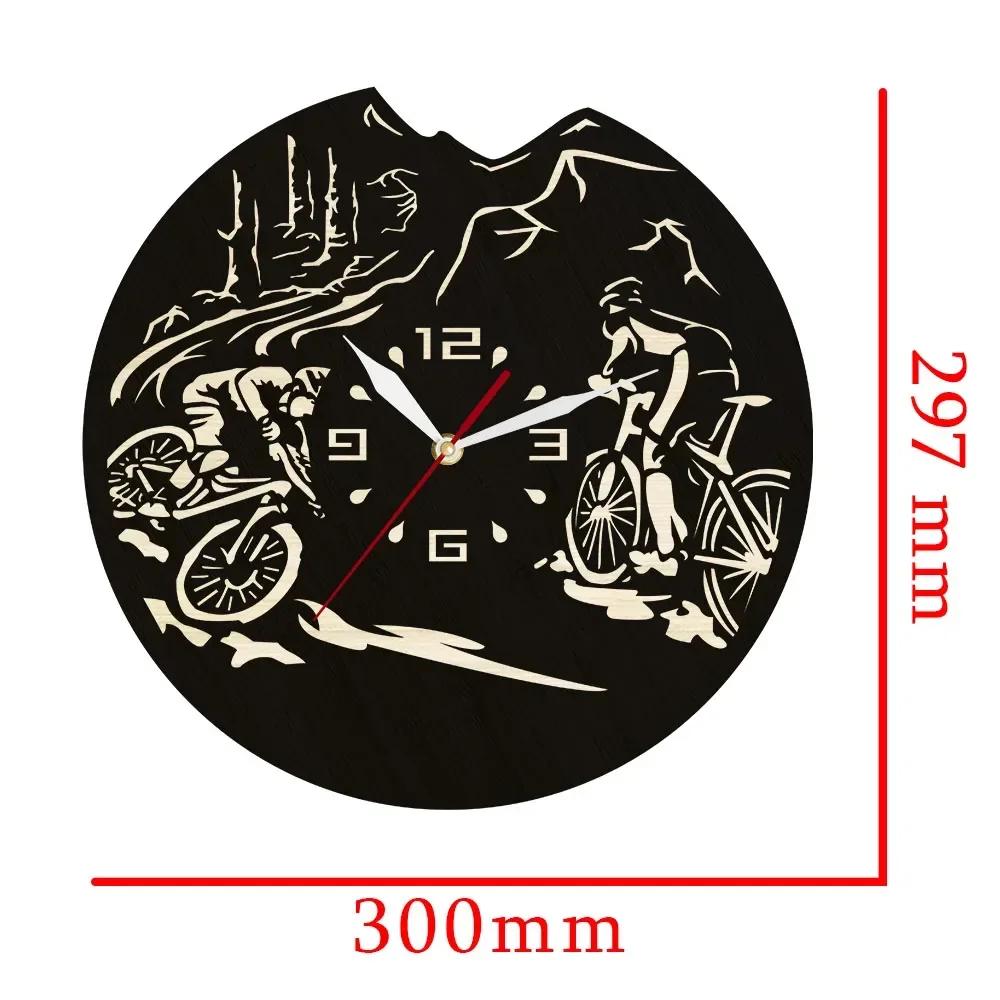 

Cycling Decorative Wooden Round Wall Clock For Bedroom Living Room Mountain Biking Natural Artwork Clock Bike Bicycle RideV8M4E1