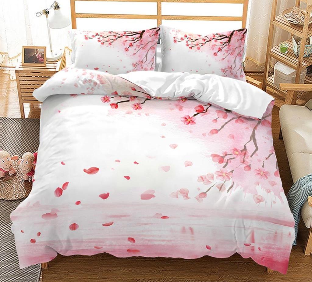 

Spring Flower Soft Duvet Cover King-Sized Dimensionsd Dimensions Double Bed Pink Chery Blosom Beding Set for Young Girls Tens Adult Peoples Rom 135*200cm Eu-Single