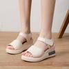 thick-soled wedge sandals women's summer new muffins and one-word buckle with open-toed women's casual sandals