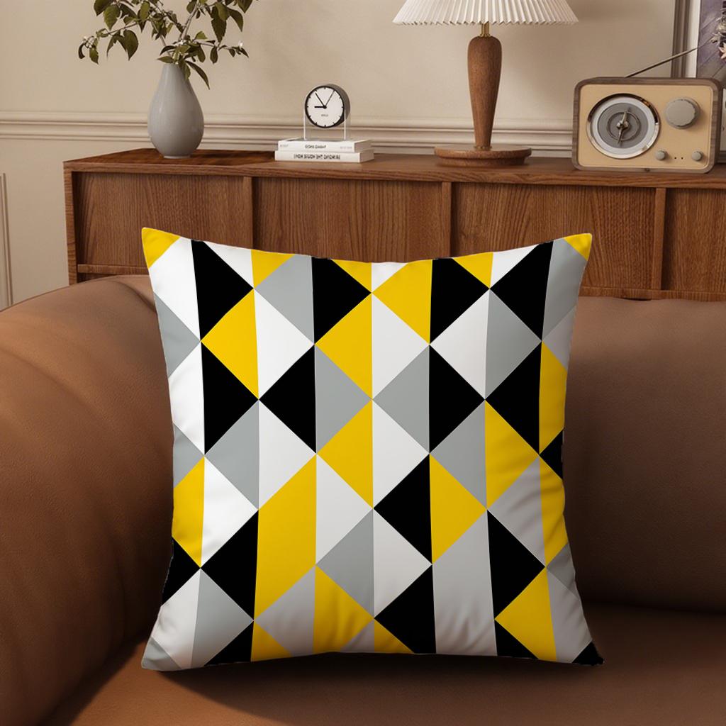 Geometric Yellow & Black Pillow Coverssuitable For Sofa Car Bedroom Decorative Cushion Cover Pillow Cover