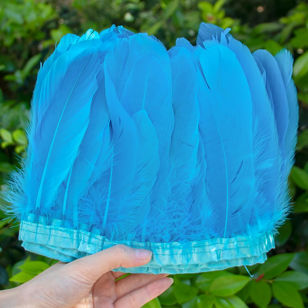 2 Meter Natural Dyed Goose Feather Trim Fringe Ribbon for Wedding Decor Costume Accessories DIY Crafts Gift Wrapping Supplies