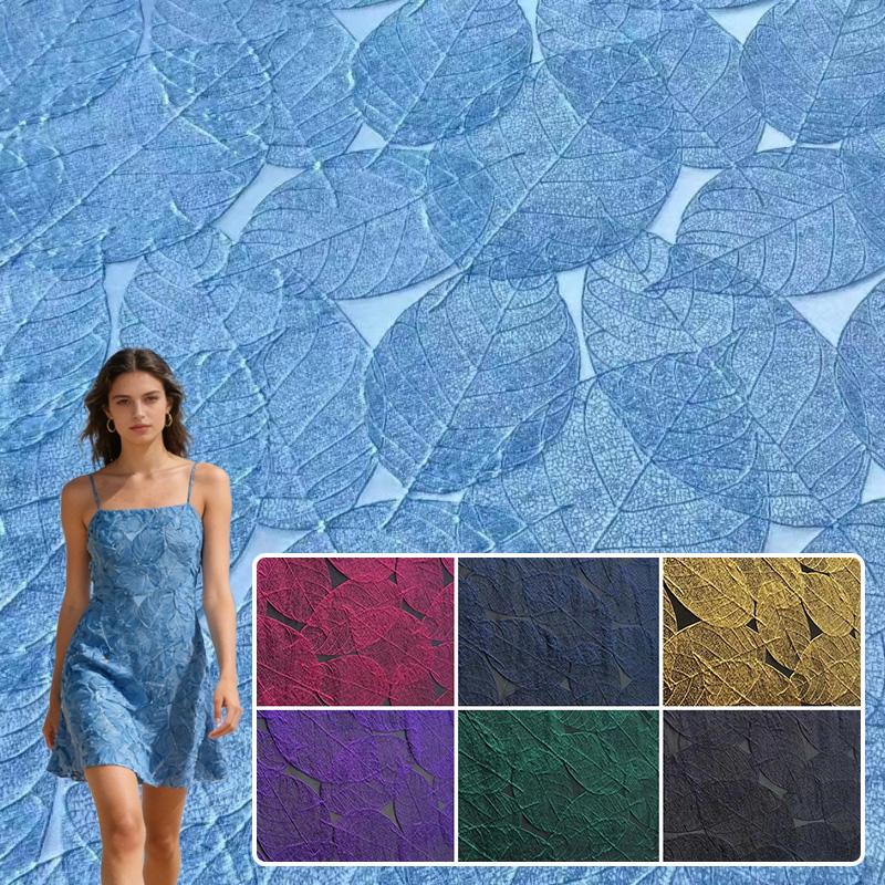 Leaf Relief Fabric High End Elegant European American Texture for DIY Sewing Womens Evening Gowns Jacket Fashion Designer Fabric