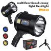 Powerful USB Rechargeable Flashlight Solar Waterproof LED Portable Light 3 Gear Charge 900000000 Searchlight Long Range Lamp