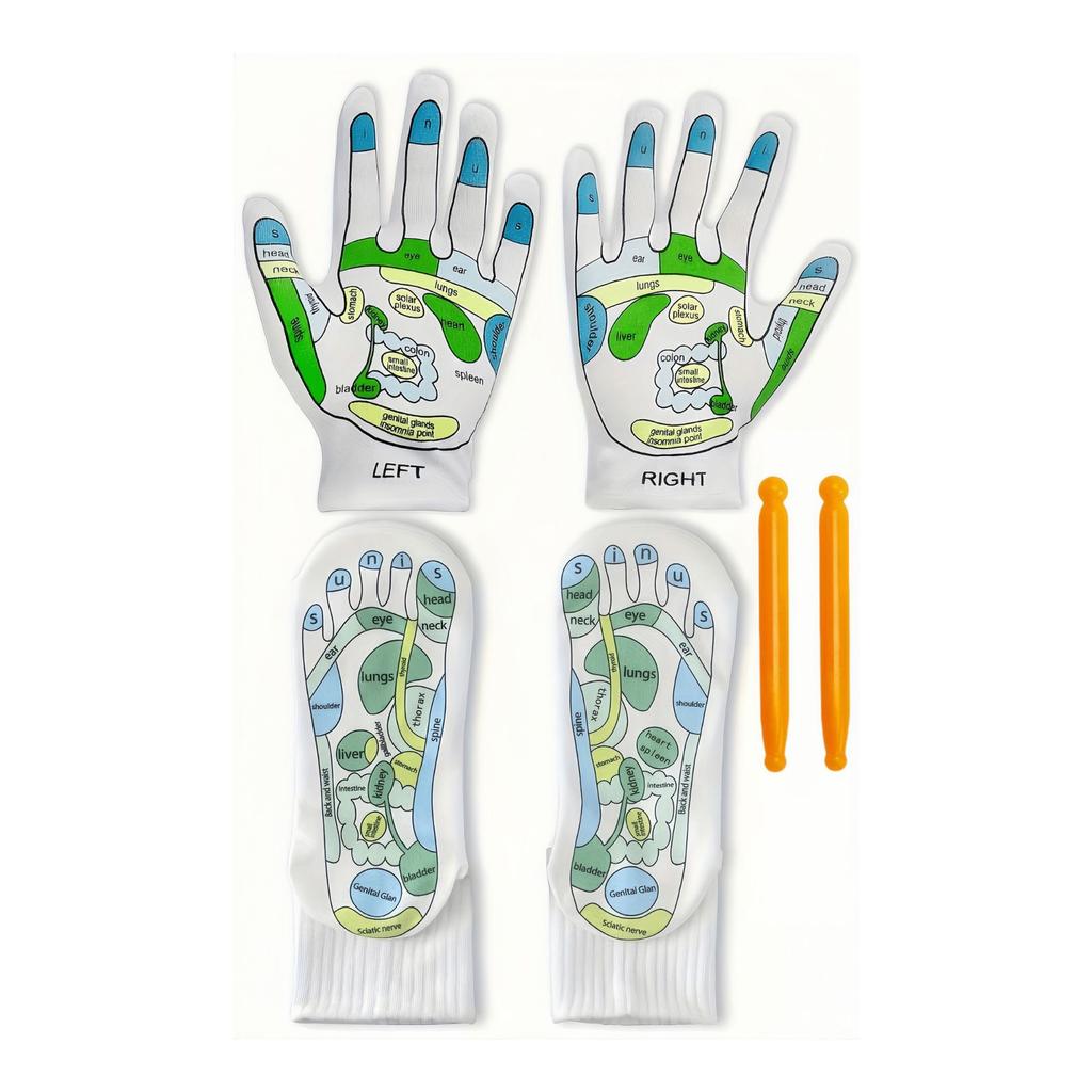 Acupressure Reflexology Gloves Socks Set Massage With Point Massager Tools Hand Spa Reflexology Sock Five Toe Separate Socks