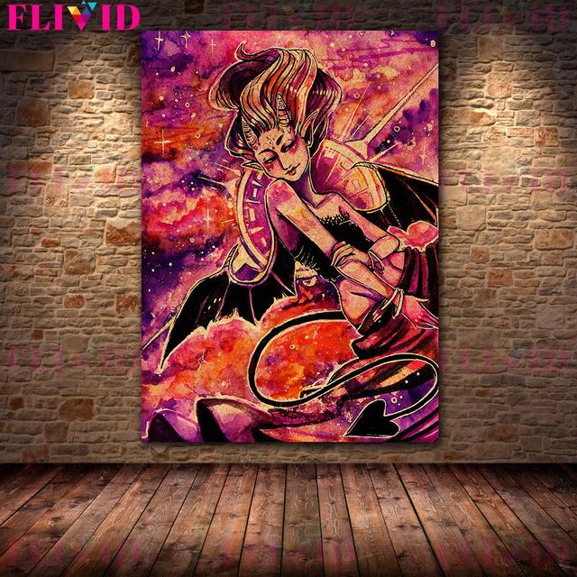 Poster e Stampa Artistica di Evil Wonderland e Strega dello Zodiaco Tramonto Unicorno e Strega che Prepara Vintage