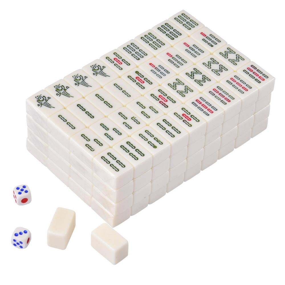Set Gioco Mahjong Cinese 144 Mini Tessere Bianche Incise Per Riunioni di Famiglia Per Gioco Stile Cinese Tempo Libero in Famiglia