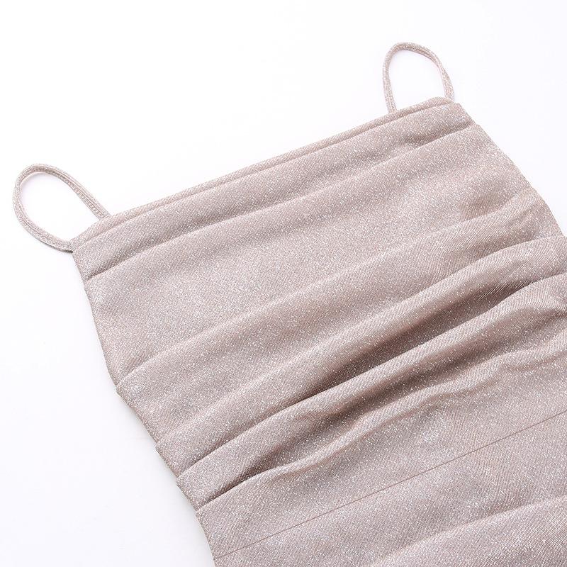 Dam Eleganta Långklänningar Vår Ny Enfärgad Slim Sexig Het Hjärtformad Halter Spagetti Glitter Balklänningar