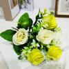 Yousheng Artificial Roses Flowers 6 Heads Faux Silk Flower Bouquet with Leaves for Bridal Bouquet DIY Arrangement Wedding Party Home Living Room Table