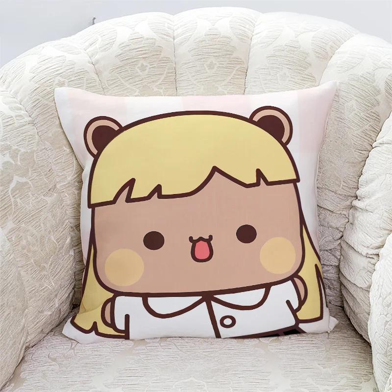 Niedliche Panda Bubu und Dudu Druck Kissenbezüge Heimdeko Kawaii Cartoon Animation Sofakissenbezug Schlafzimmerzimmer Kissenbezüge
