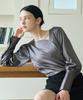 Bye Bye Seop Satin Asymmetrical Round Shirt Charcoal [T43]