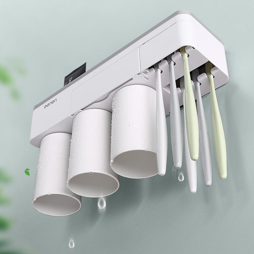 Wall Mount Toothbrush Toothpaste for Organizer - Gray-3 cup, as described cup