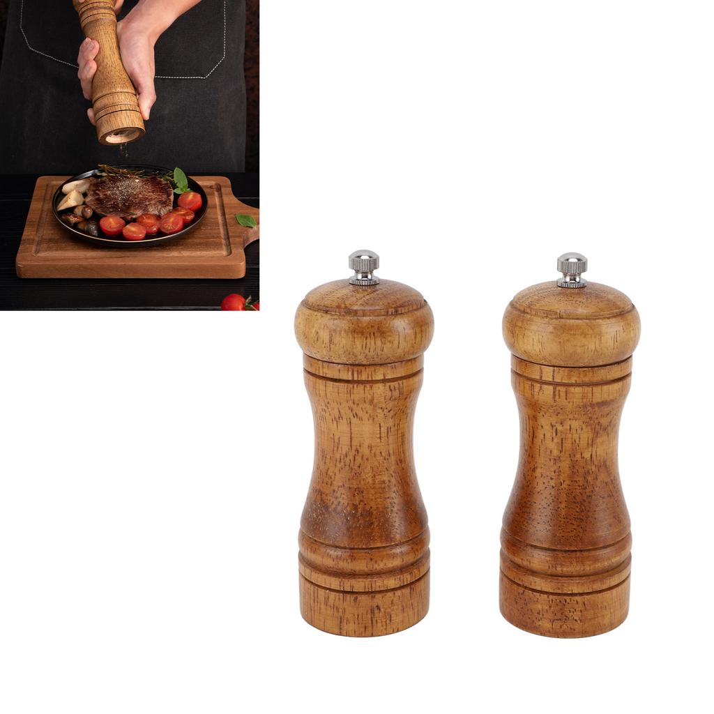 2PCS Wood Pepper Grinder Coarseness Efficient Grinding Pepper Mills Shakers for Kitchen Supplies