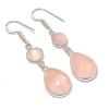 Natürlicher Rosenquarz Edelstein Handgefertigter 925er Sterling Silber Ohrring 5,3 cm AE-11779