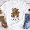Cute Little Bear Print TShirt Summer Trend White Short Sleeve Neck Casual Sports Aesthetic Clothes Womens Graphic T Shirts