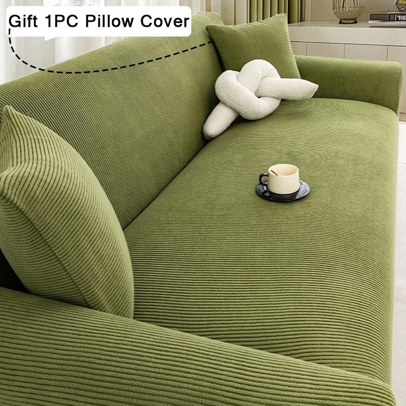 Premium Stretch Jacquard Sofa Cover Polar Fleece Fabric Non Slip Elastic Slipcover For 1-4 Seater Livingroom Furniture Protector