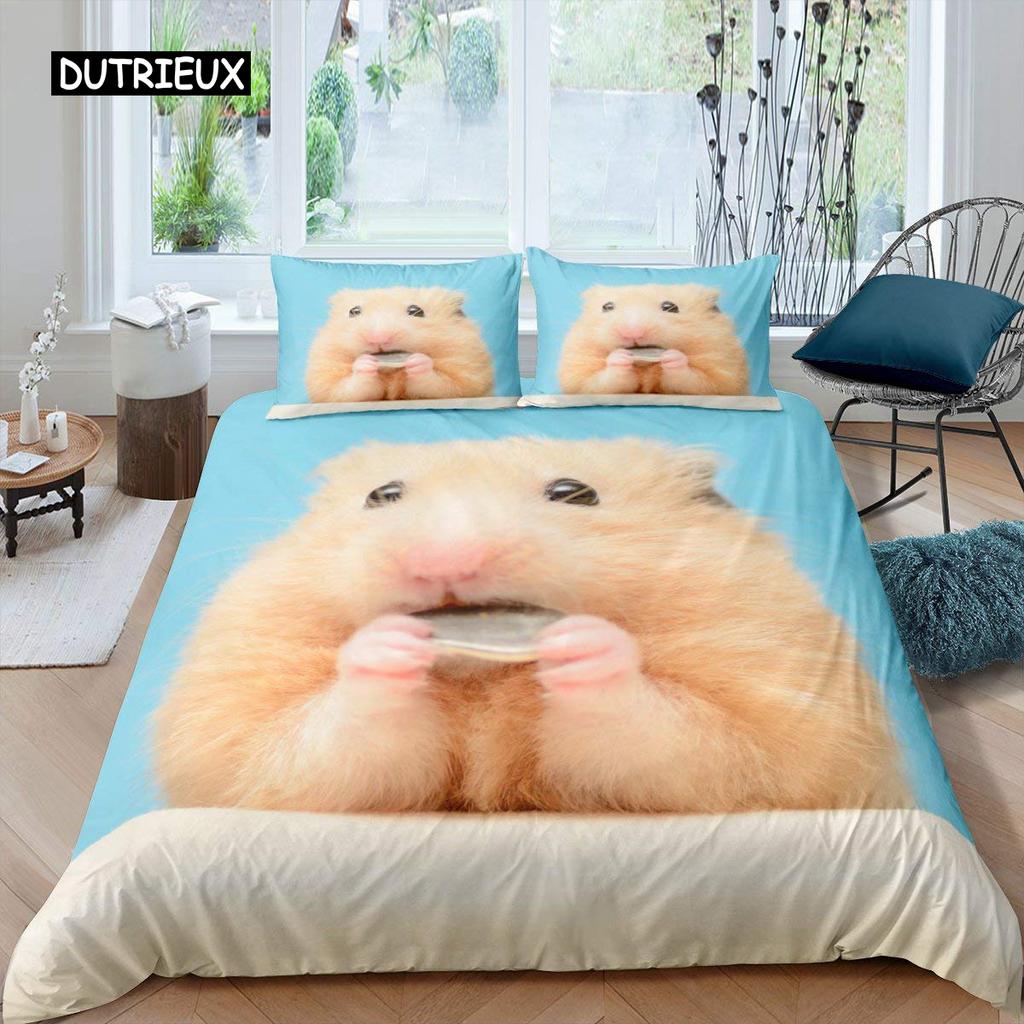 3D-Hamster-Bettbezug, King-Queen-Size, schönes Meerschweinchen-Bettwäscheset für Kinder, Teenager, Erwachsene, Familie, Haustier, 2/3-teilig, Bettbezug