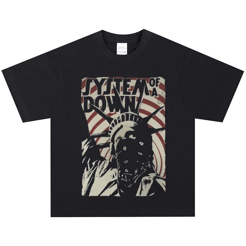 

Группа System of A Down Рок Хип-хоп Рэп Мужская и Женская Хлопковая Дышащая Футболка с Принтом и Коротким Рукавом Мужской Топ Y2K S