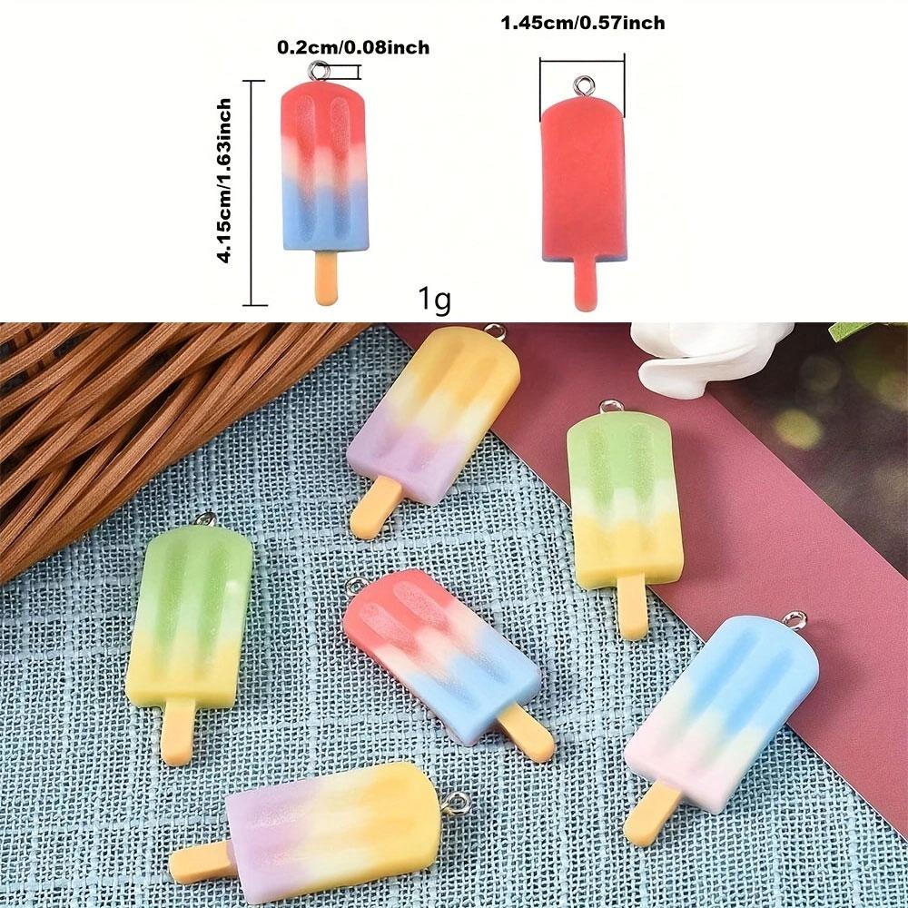 10/20/40 Pieces of 7-color Ice Cream Pendant, Rainbow Resin Popsicle Pendant, DIY Earrings, Keychains, Necklaces, Bracelets, Jewelry Making