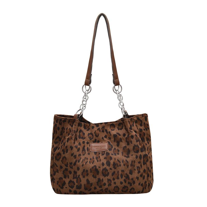 

Retro Leopard Leisure Tote Bag for Women Casual and Versatile Shoulder Bag Casual Simple Texture Storage Bag Korean Trendy коричневый