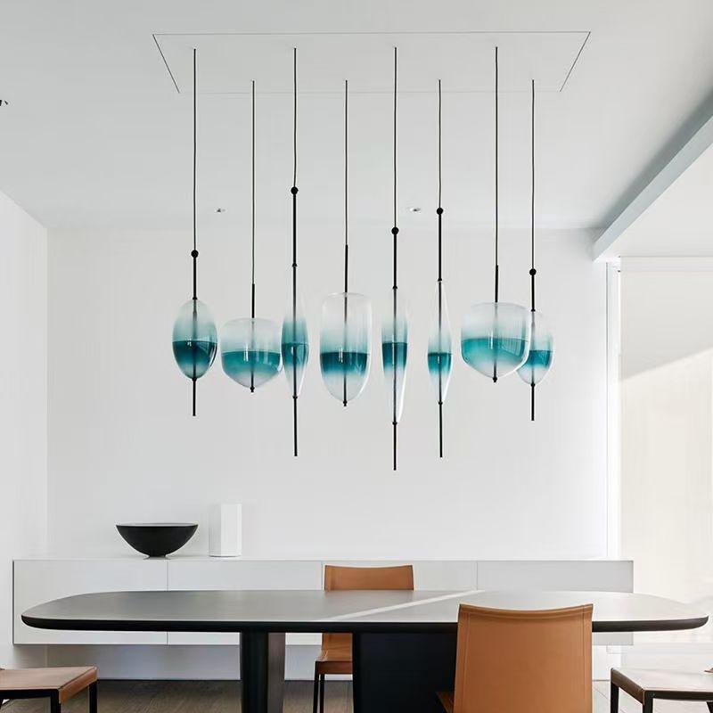 Nordic Creative Blue Glass Pendant Light Gradient Glass Pendant Light Hotel Lighting Bar Restaurant Decoration LED Lights
