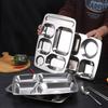 Dinner Plates Staff Fast Food Plates Canteens Divided Portable Platters Thickened Fast Food Box Stainless Steel Material