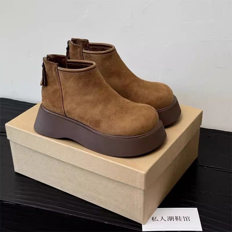 Increase the Height of Simple Non-slip Cotton Boots, Elegant Temperament, Simple Solid Color Round Head Snow Boots, High Value and Versatile