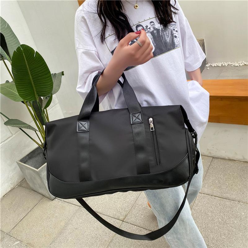 Color Block Waterproof Duffle Bag, With Independent Shoe Compartment Portable Gym Bag For Sports Fitness Short Travel Weekend Trip