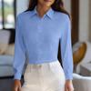 Women's Fashionable Color Lapel Long Sleeved Waist Cinched Business Casual Shirt Top