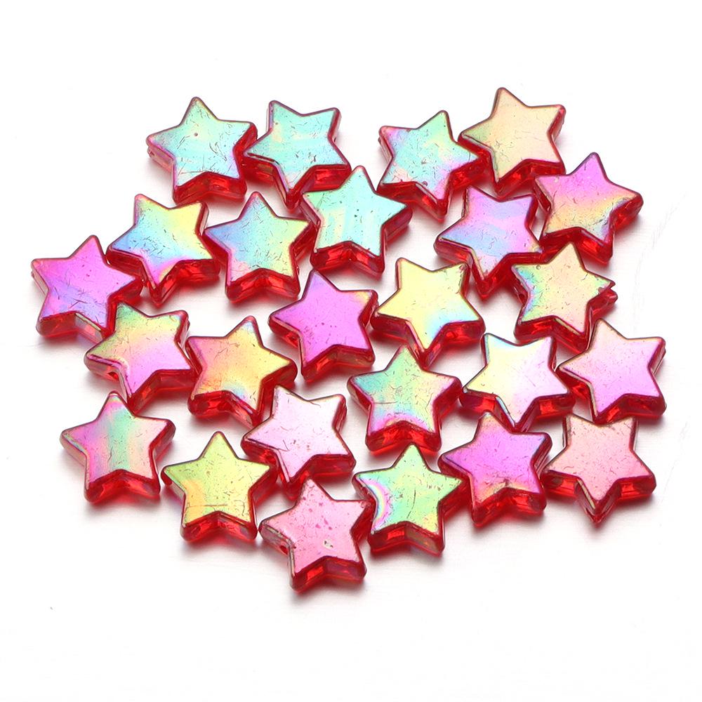 100-Piece Pack: Transparent Acrylic Plated Star Beads for DIY Jewelry Making