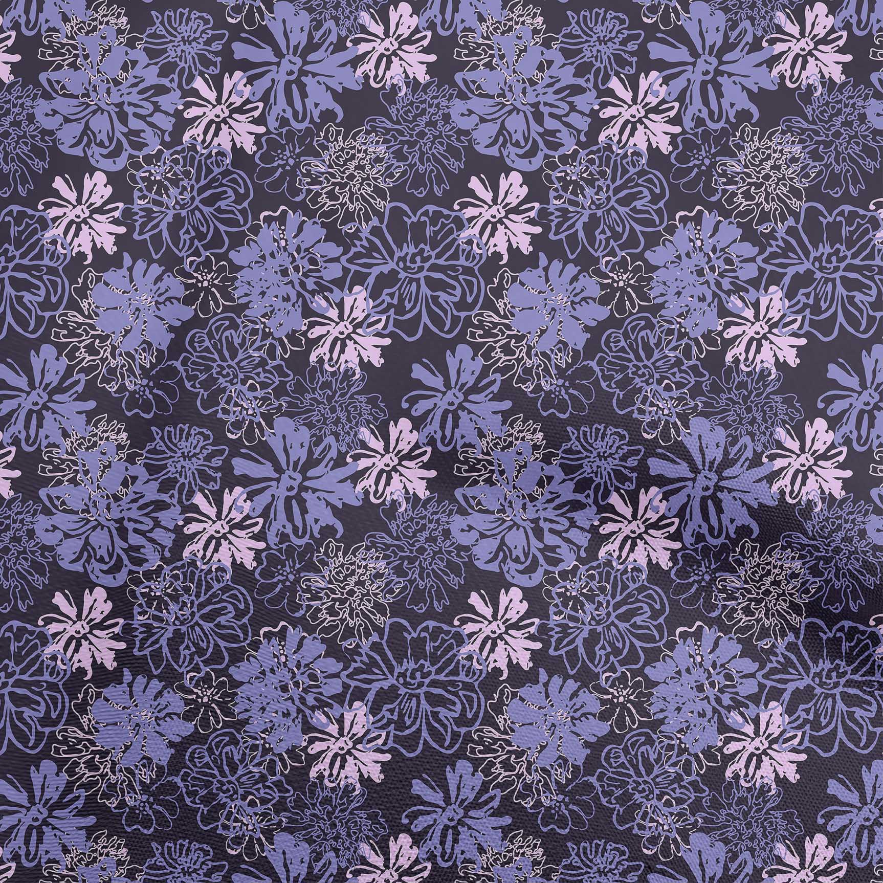 

OneOone Cotton Flex Grey Fabric Floral Retro Quilting Materials Print Швейна тканина у дворі 40 дюймів 42 Inch Wide - Viscose Chiffon фіолетовий