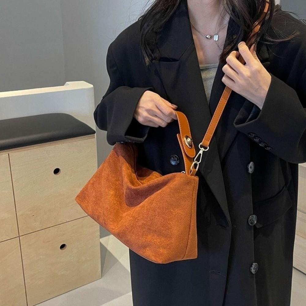 Vintage Solid Color Underarm Bag Large Capacity PU Leather Crossbody Bag Shoulder Bag Women