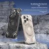 Magnetic Rotating Stand Case for iPhone 15 Pro Max and iPhone 14: Transparent Battle Armor Design