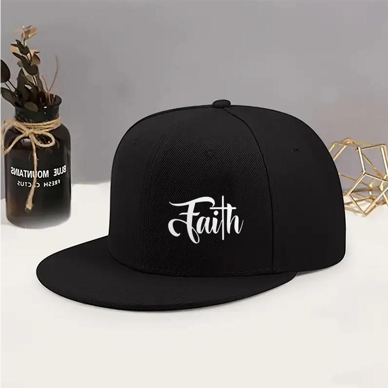 Faith Calligraphy Print Breathable Unisex Casual Polyester Baseball Cap Adjustable Snapback Hat