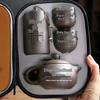 Zisha Travel Tea Set: Portable Xishi Pot with Quick-Brew Cup and Four Cups - Perfect for Outdoor or Home Tea Ceremonies.
