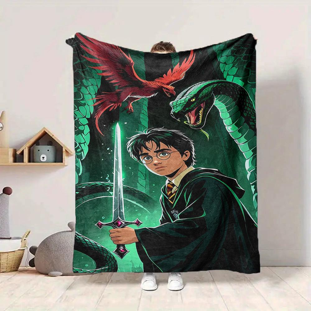 1pc Harry Potter Blanket Lightweight Flannel Throw For Sofa, Bed, Travel, Livingroom, Office, Couch, Chair, And Bed