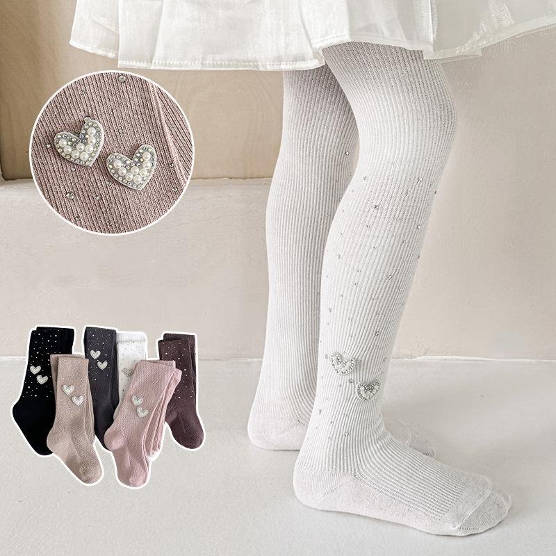 Kids Tights For Girls White Sparkling Pantyhose Spring Fall Dressy Leggings with Rhinestones Dressy Autumn Tights