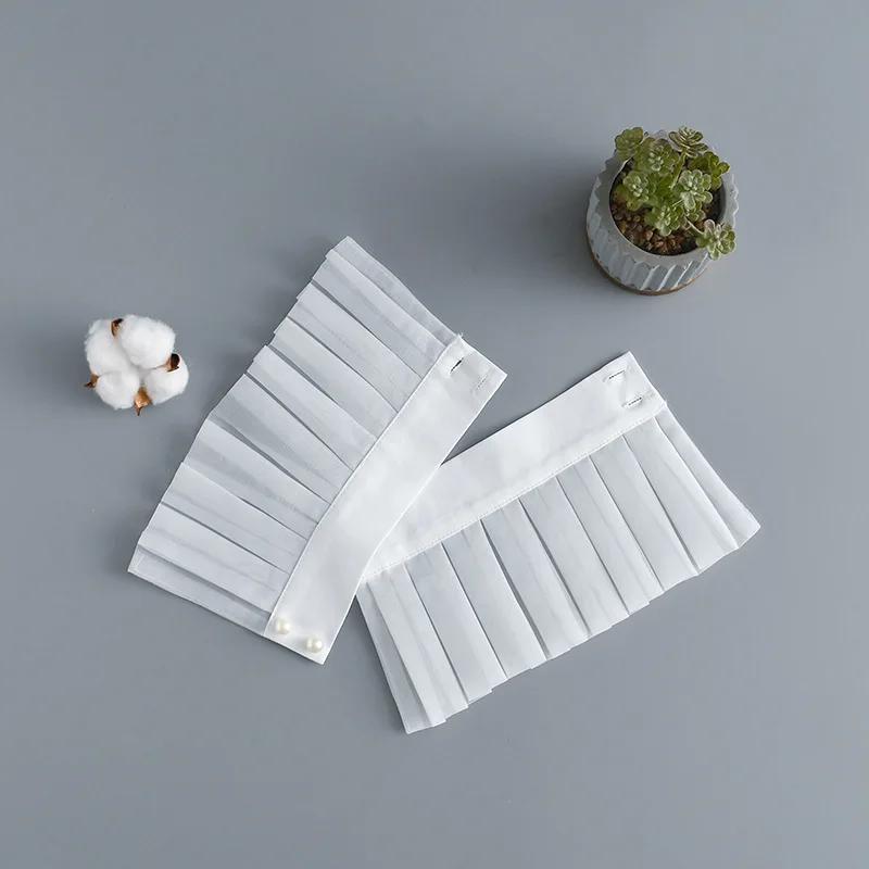 

Белый фальшивый манжет для женщин Белый женский плиссированный расклешенный рукав Съемные фальшивые манжеты Оборки Браслет Роговые манжеты