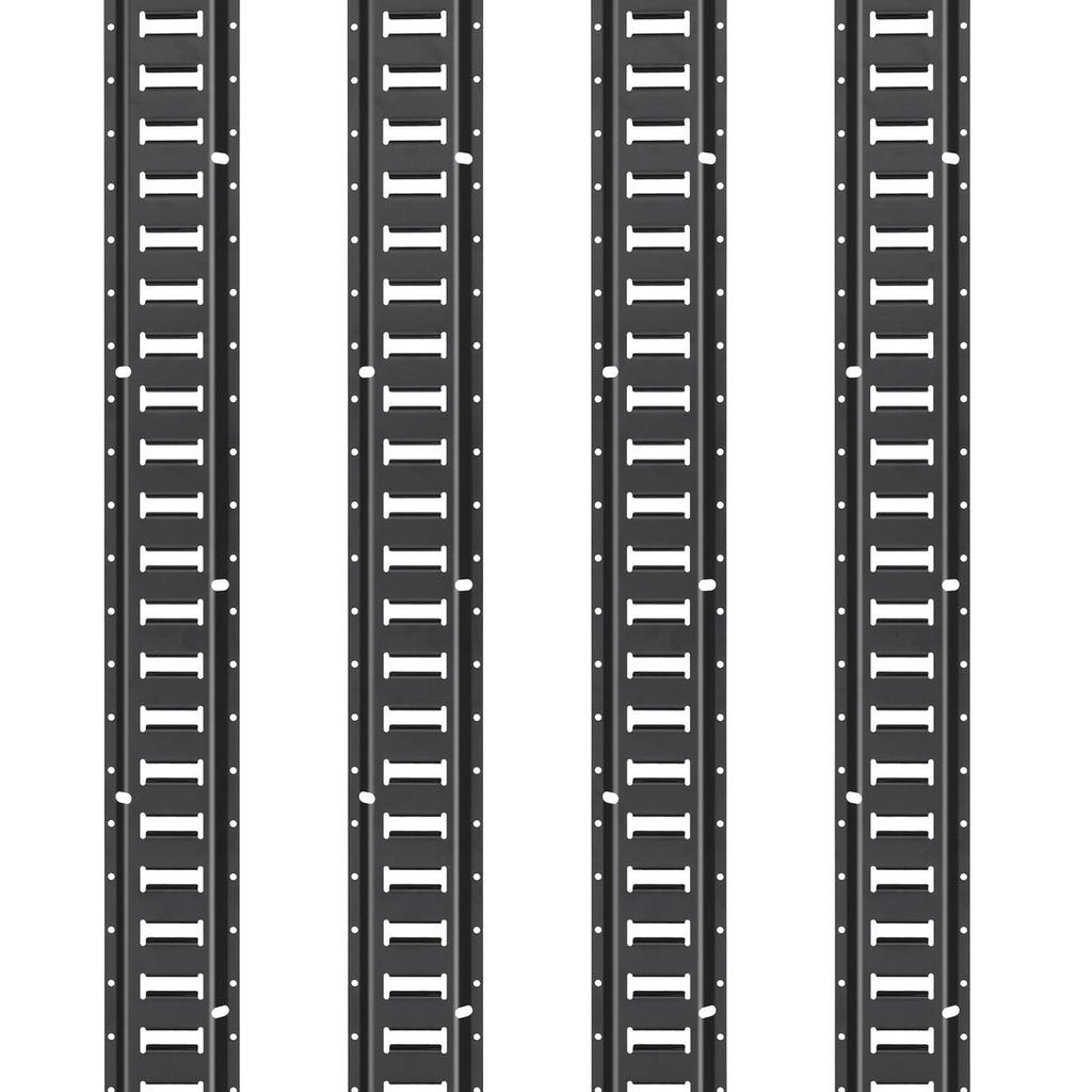 Kit de rail d'arrimage E Track, Ensemble de 30 pièces de 5 pieds de rails E comprenant 4 rails en acier et 2 fentes simples et 8 anneaux en O et 8 sangles d'arrimage avec anneau en D et 8 embouts, Sécurisation