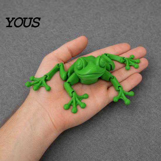 Creative 3D Printed Animal Frog Ornament, Movable Joint Figurine, Stress Relief Simulation Appearance Toy, Desktop Decoration, for Kitchen