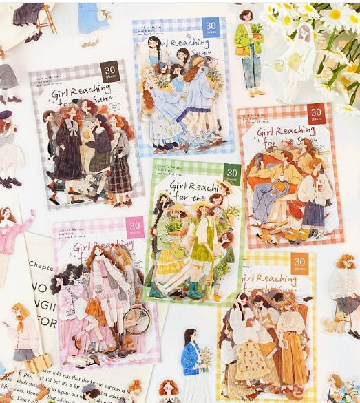 6packs/1lot Kawaii Scrapbook Stickers Grow towards the sun Junk Journal Gold Planner Stationery Planner Decorative